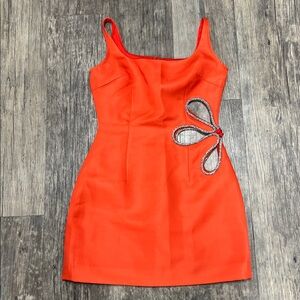 Sau Lee Betty dress in California orange. Slight wear on straps.  See photos.